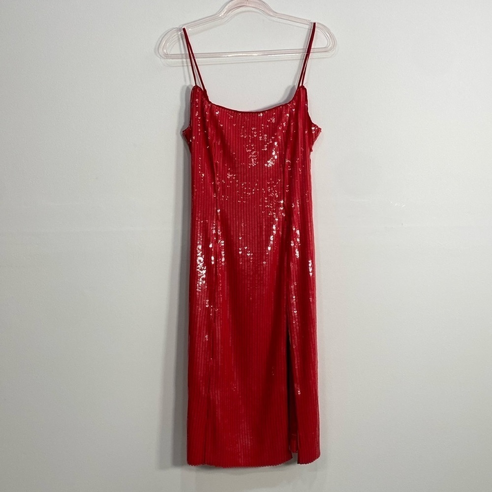 Bardot Red Sequin Slip Dress